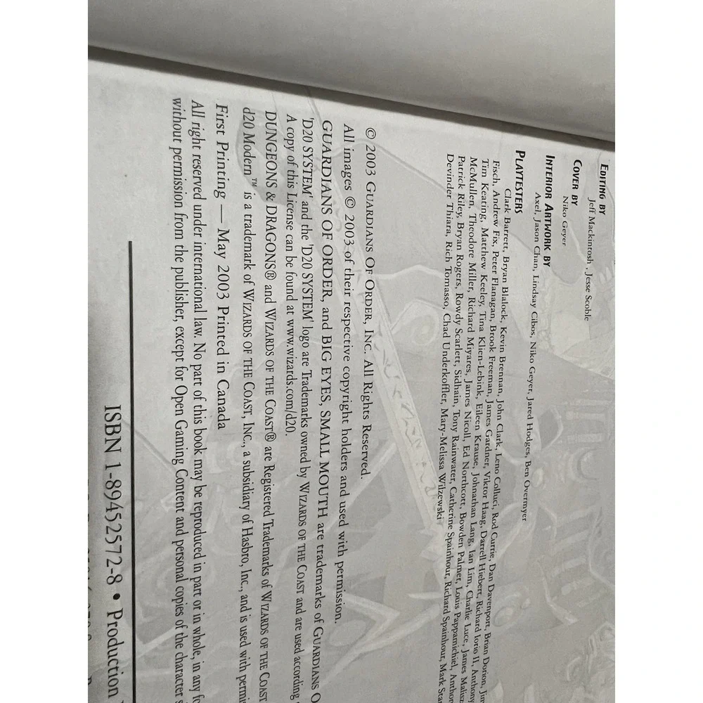 BESM d20 Deluxe Anime Role–Player's Handbook Guardians of Order‎ 2003